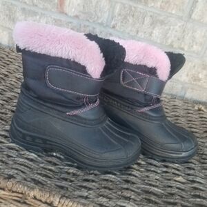 Kids Unbranded BLACK & Pink Winter Boots (Little Girls 9) Snow Waterproof RAIN